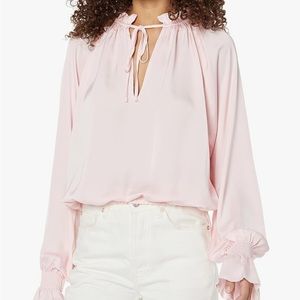 Ramy Brook Women's Satin Bethany Long Sleeve V Neck Top-NWT